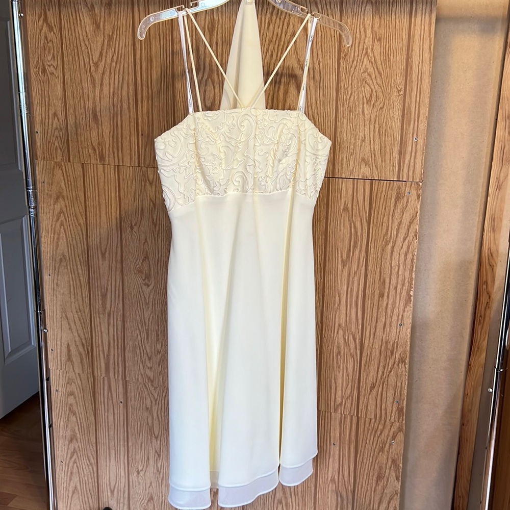 Ivory Cross Neck Formal Dress with Matching Shawl
